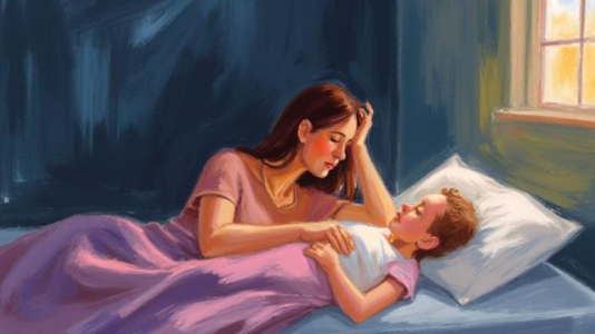 Mẹ thức tắng đêm nhìn con ngủ